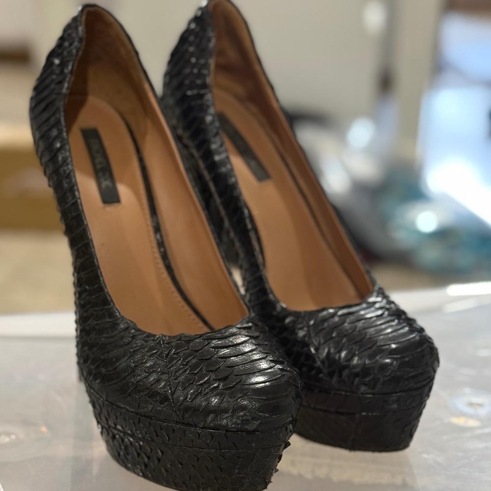 Rachel Zoe snakeskin platform heels